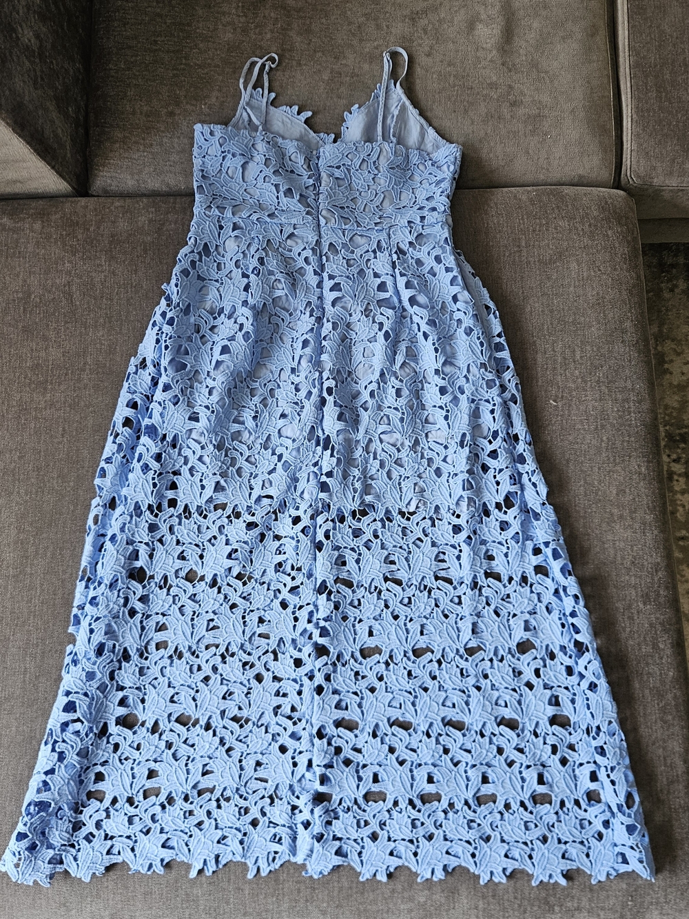 Light Blue Lace Spaghetti-Strap Midi Dress - Picture 3 of 9